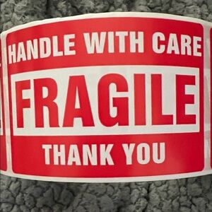 25 Red Fragile Handle With Care Sticker